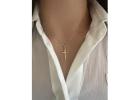 10K Yellow Gold Dainty Cross Pendant Necklace