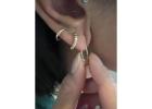 Single (Half Pair) and Full Pair Solid 14K Gold Safety Pin Drop Earring